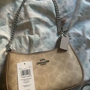 Coach Tan Shoulder Bag with Silver Accents